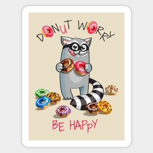 Racoon Donut Worry Sticker